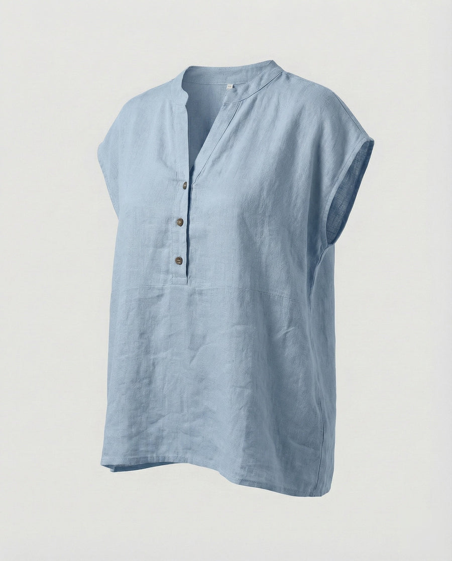 Pearl Relaxed Linen Tunic in Blue