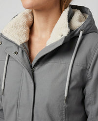 Pearl Warm Jacket with Hood in Grey