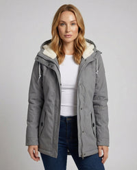 Pearl Warm Jacket with Hood in Grey