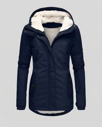 Pearl Warm Jacket with Hood in Navy