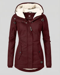 Pearl Warm Jacket with Hood in Red