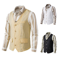 Pelle Elegant Linen Vest with Pockets