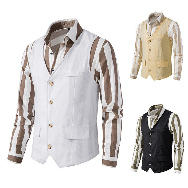 Pelle Elegant Linen Vest with Pockets