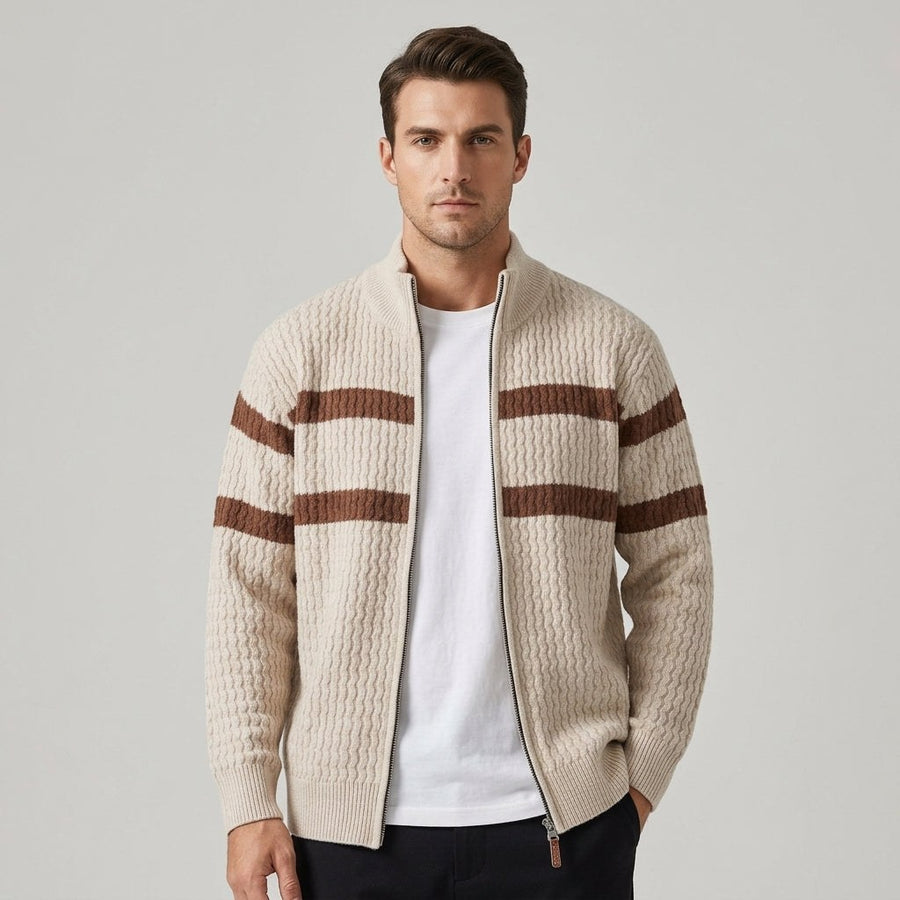 Pemberton Cable Knit Cardigan in Beige