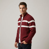 Pemberton Cable Knit Cardigan in Crimson