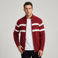 Pemberton Cable Knit Cardigan in Crimson