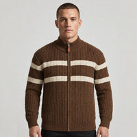Pemberton Cable Knit Cardigan in Espresso Brown