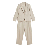 Pembury Women's Relaxed Suit Set Blazer & Trousers in Beige