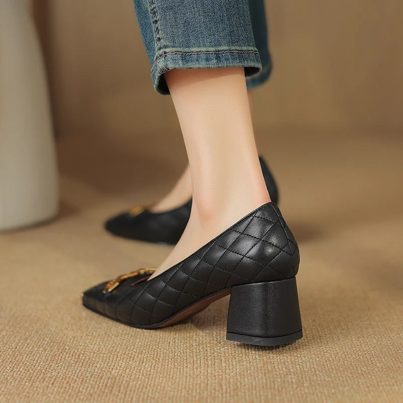 Penelope Block Heel Pump in Charcoal