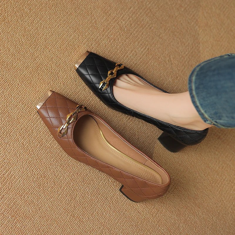 Penelope Block Heel Pump in Charcoal