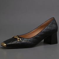 Penelope Block Heel Pump in Charcoal