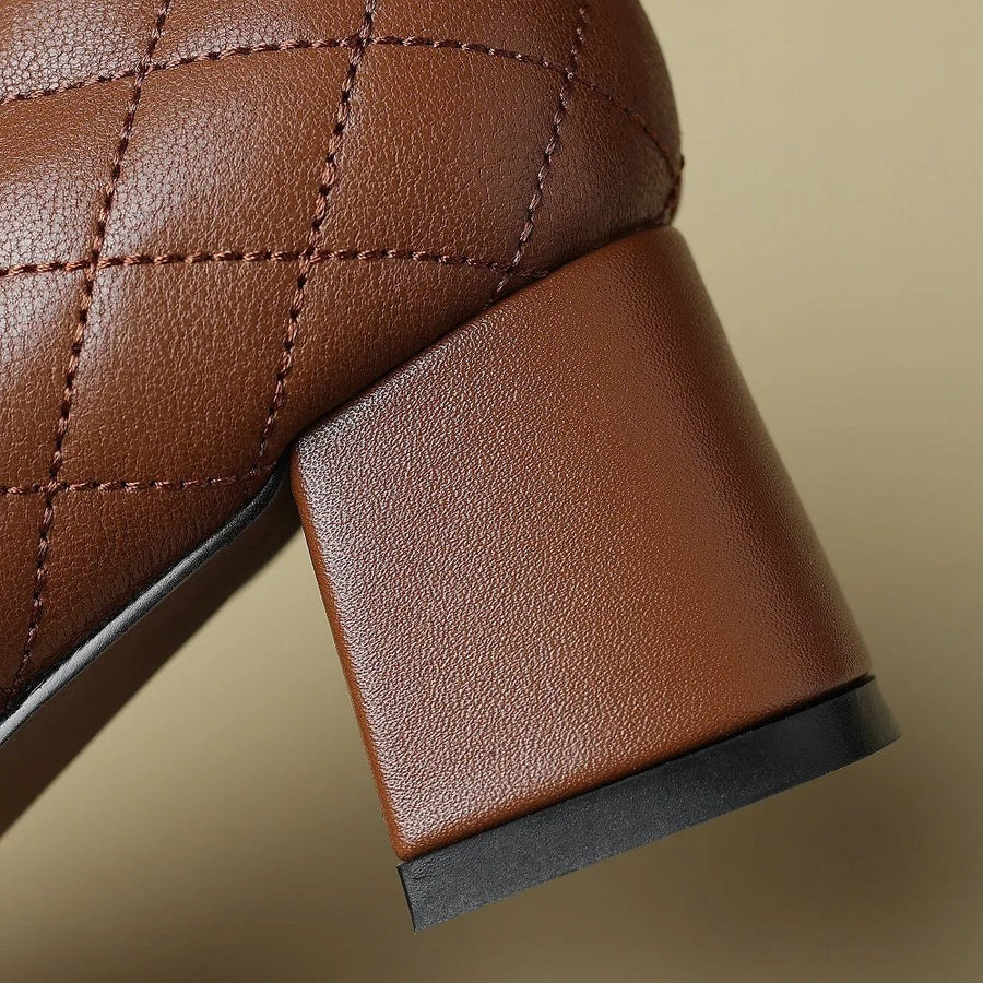 Penelope Block Heel Pump in Sienna Brown