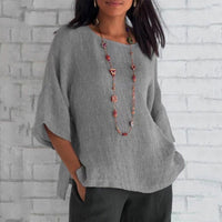 Penelope Casual Linen Shirt in Grey