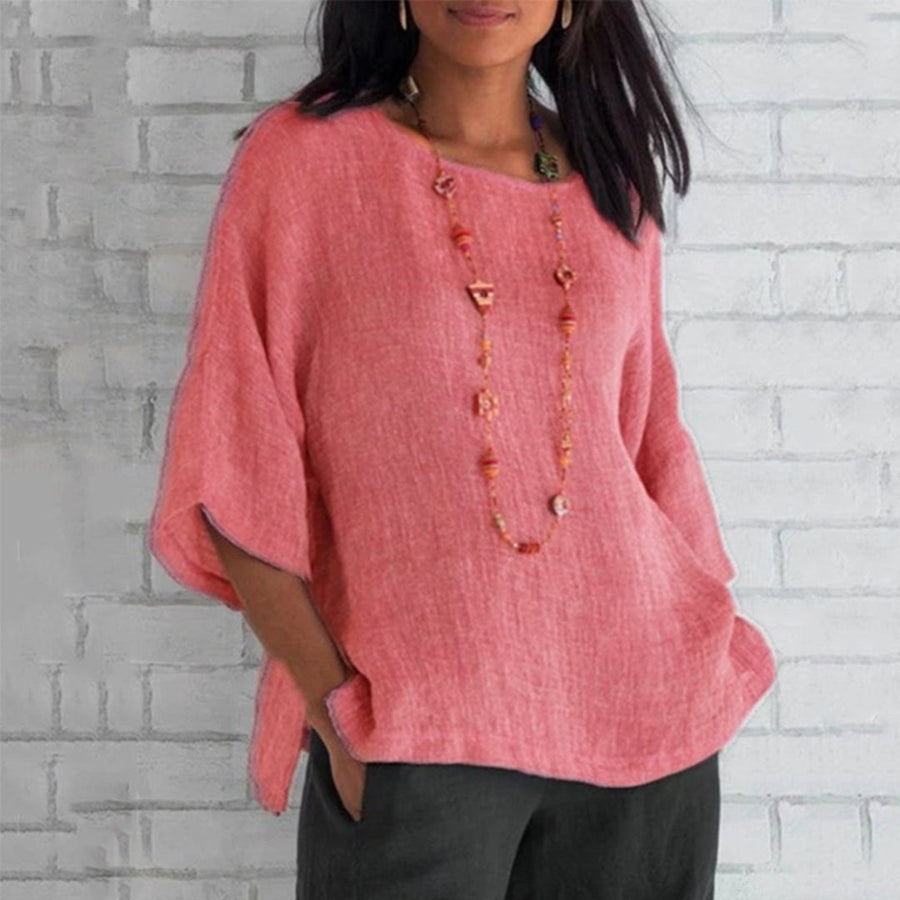 Penelope Casual Linen Shirt in Pink