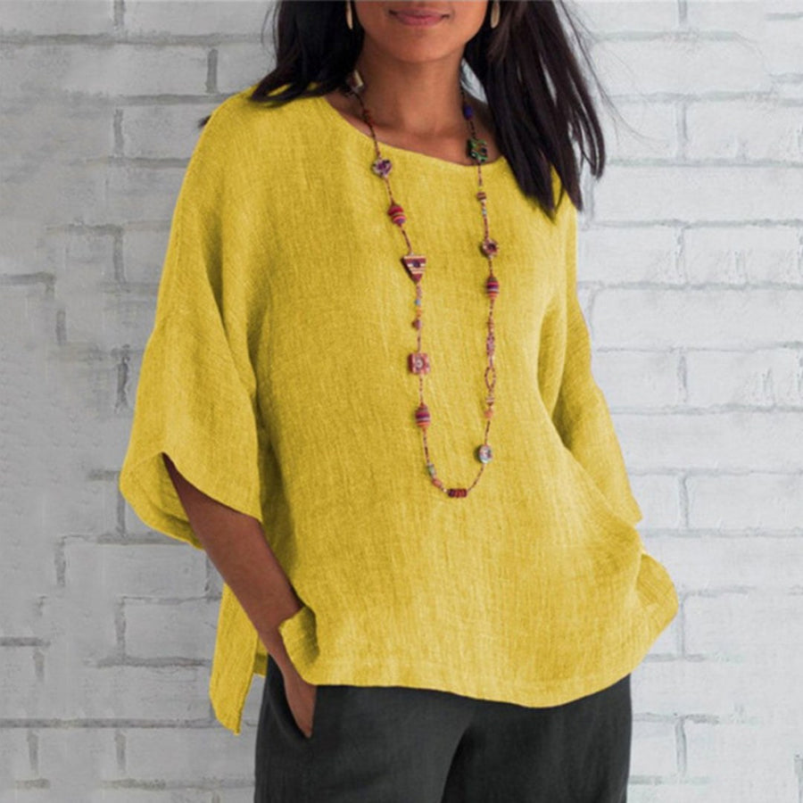 Penelope Casual Linen Shirt in Yellow
