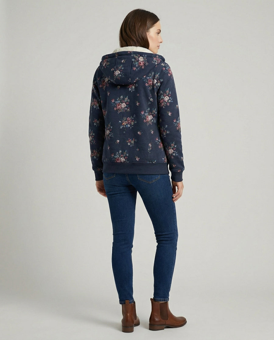 Penelope Jacket with Floral Print in Navy
