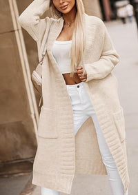 Penelope Knit Coat with Pockets in Beige