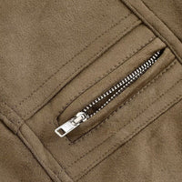 Penelope Leather Jacket with Pockets in Olive