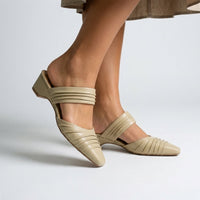 Penelope Pleated Mule in Beige
