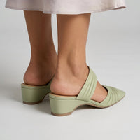 Penelope Pleated Mule in Sage