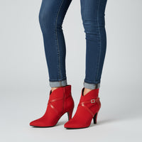 Penelope Pointed-Toe Ankle Boot in Crimson