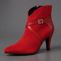 Penelope Pointed-Toe Ankle Boot in Crimson