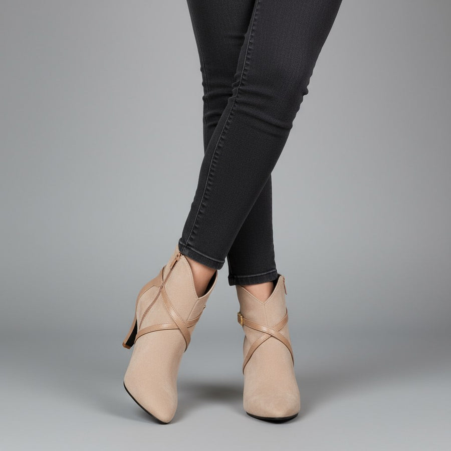Penelope Pointed-Toe Ankle Boot in Khaki