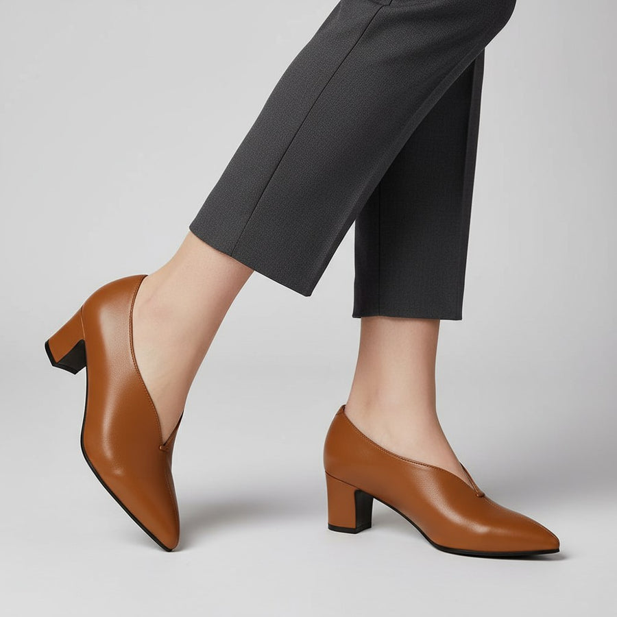 Penelope Pointed Toe Pump in Sienna Brown