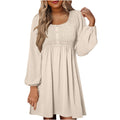 Penny Women's Smocked Square Neck Puff Sleeve A-Line Mini Dress