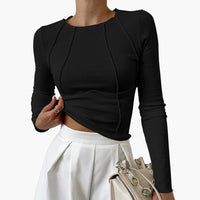 Penny™ Sculpted Seam Long Sleeve Top in Black