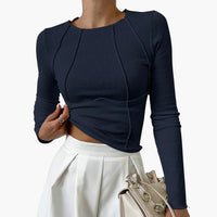 Penny™ Sculpted Seam Long Sleeve Top in Marine Blue