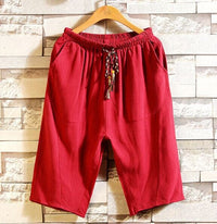 Pepijn Casual Linen Trousers with Elastic Waist and Pockets in Wine Red