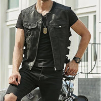Pepijn Leather Vest in Black