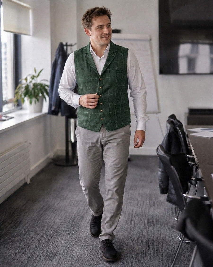 Pepijn Vest with Button Front in Dark Grey