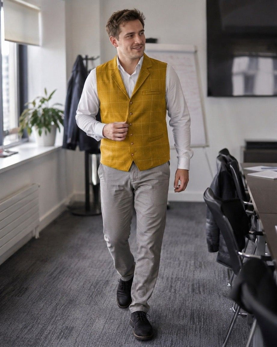Pepijn Vest with Button Front in Yellow