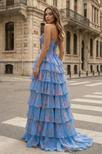 Violet Chiffon Strapless Gown
