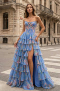 Violet Chiffon Strapless Gown