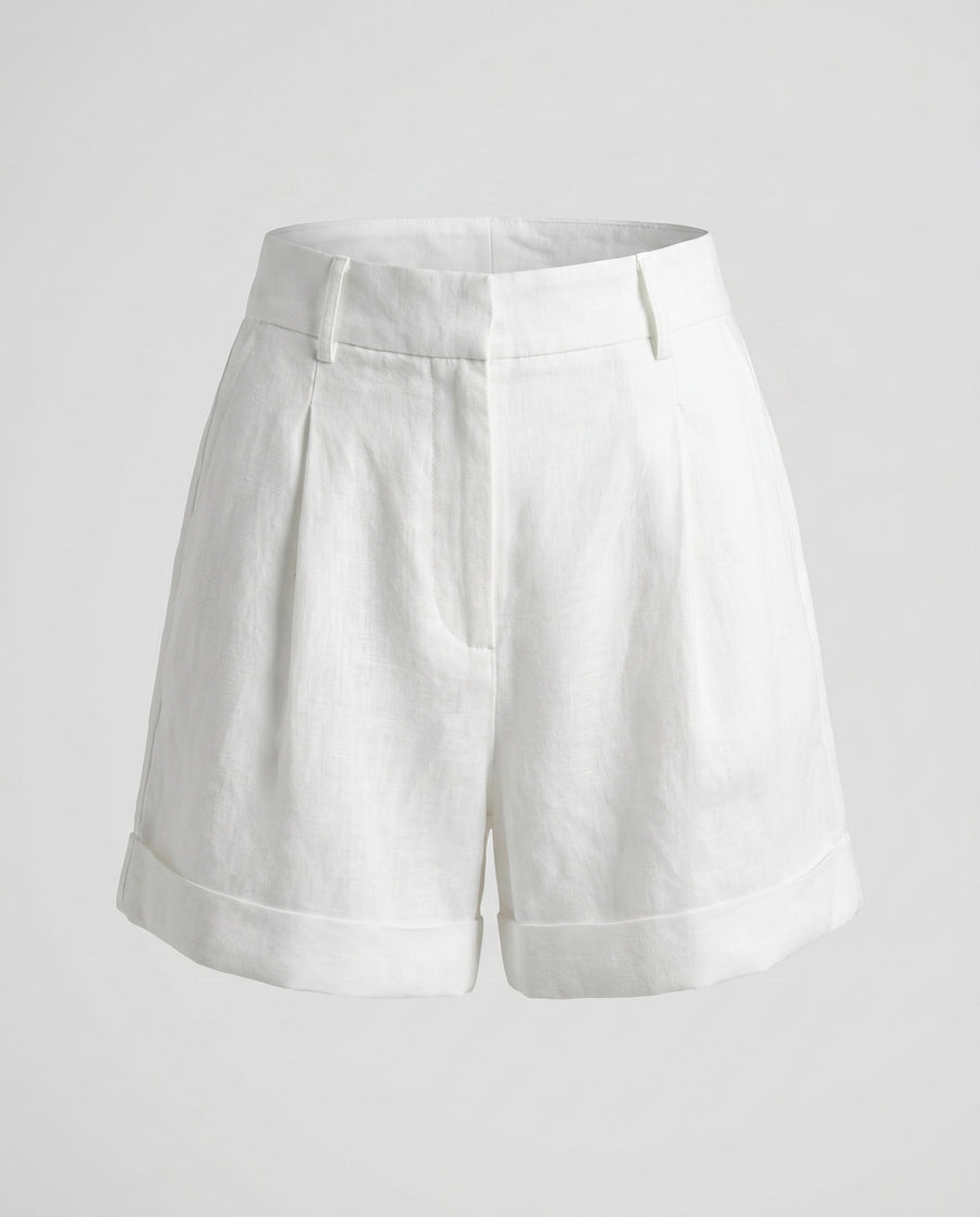 Perla Elegant Linen Shorts in White