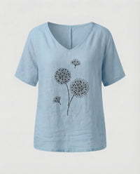 Perla Relaxed Linen Tunic in Light Blue