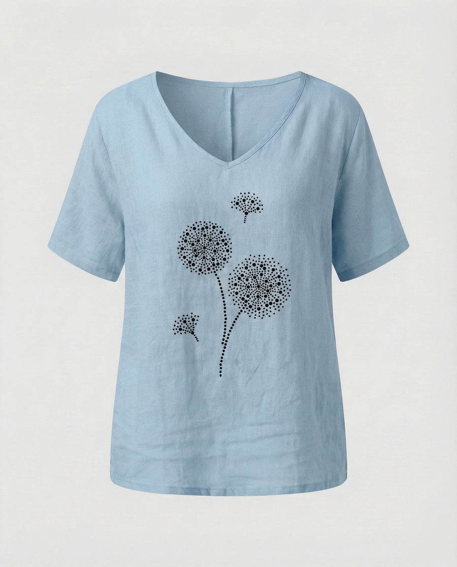 Perla Relaxed Linen Tunic in Light Blue