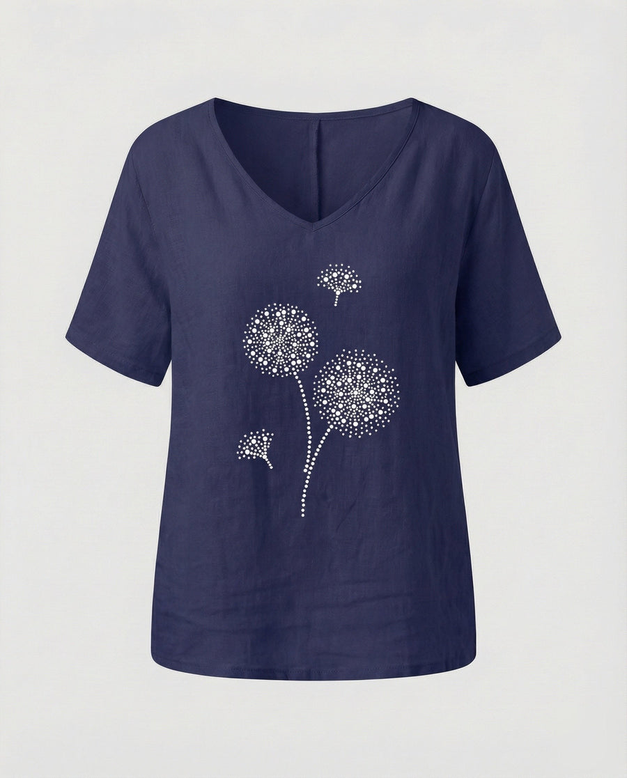 Perla Relaxed Linen Tunic in Navy