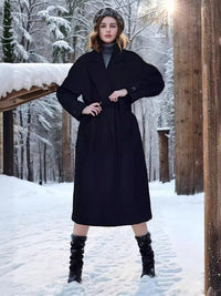 Persia Elegant Coat with Belted in Black