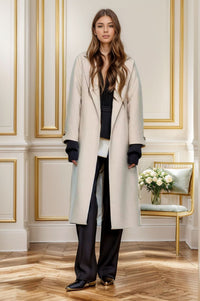 Persia Elegant Coat with Belted in Ivory