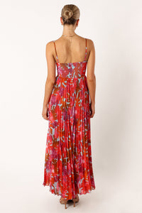 Achanti Pleated Maxi Dress in Pink Azalea