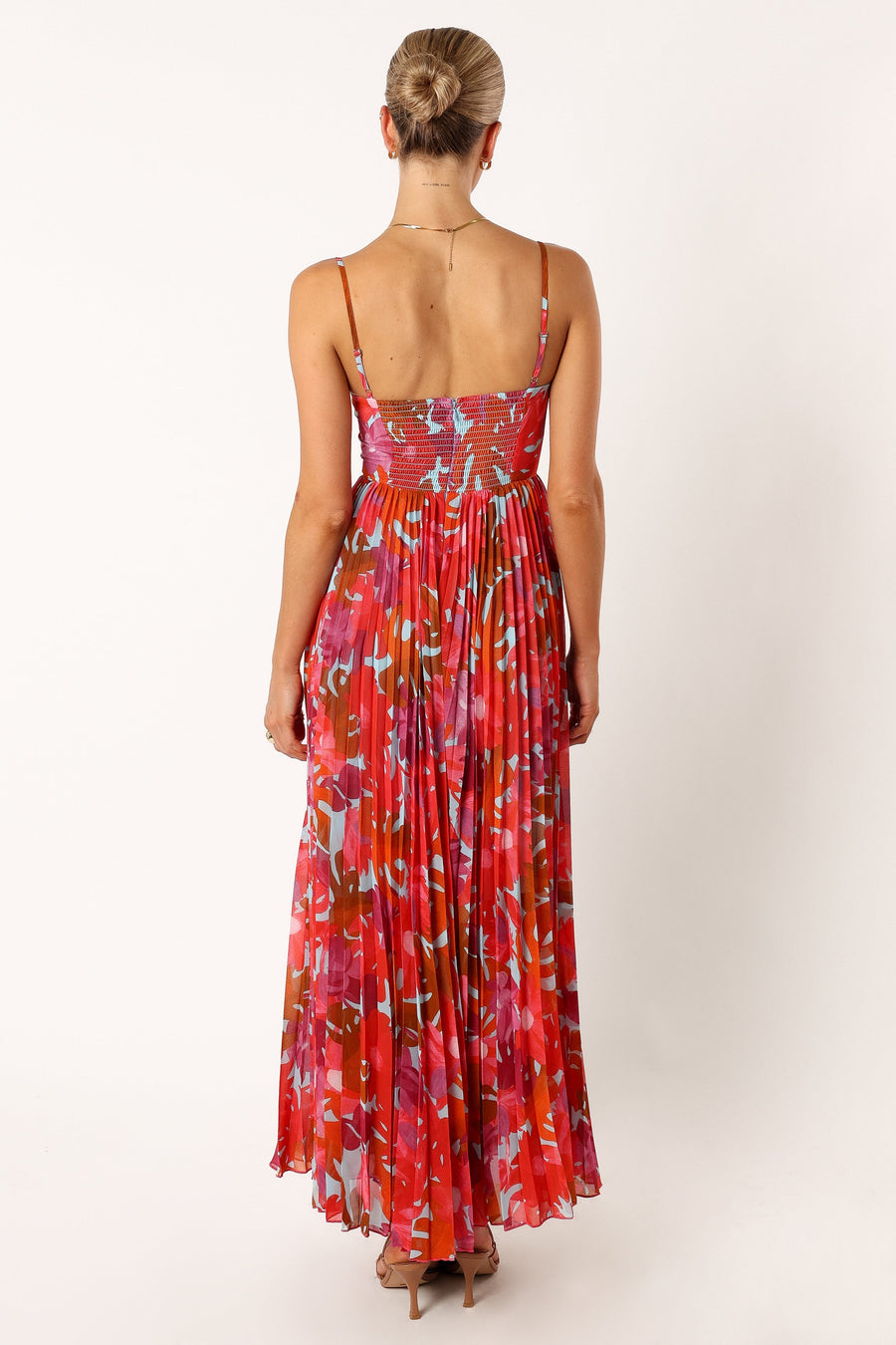 Achanti Pleated Maxi Dress in Pink Azalea
