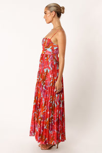 Achanti Pleated Maxi Dress in Pink Azalea