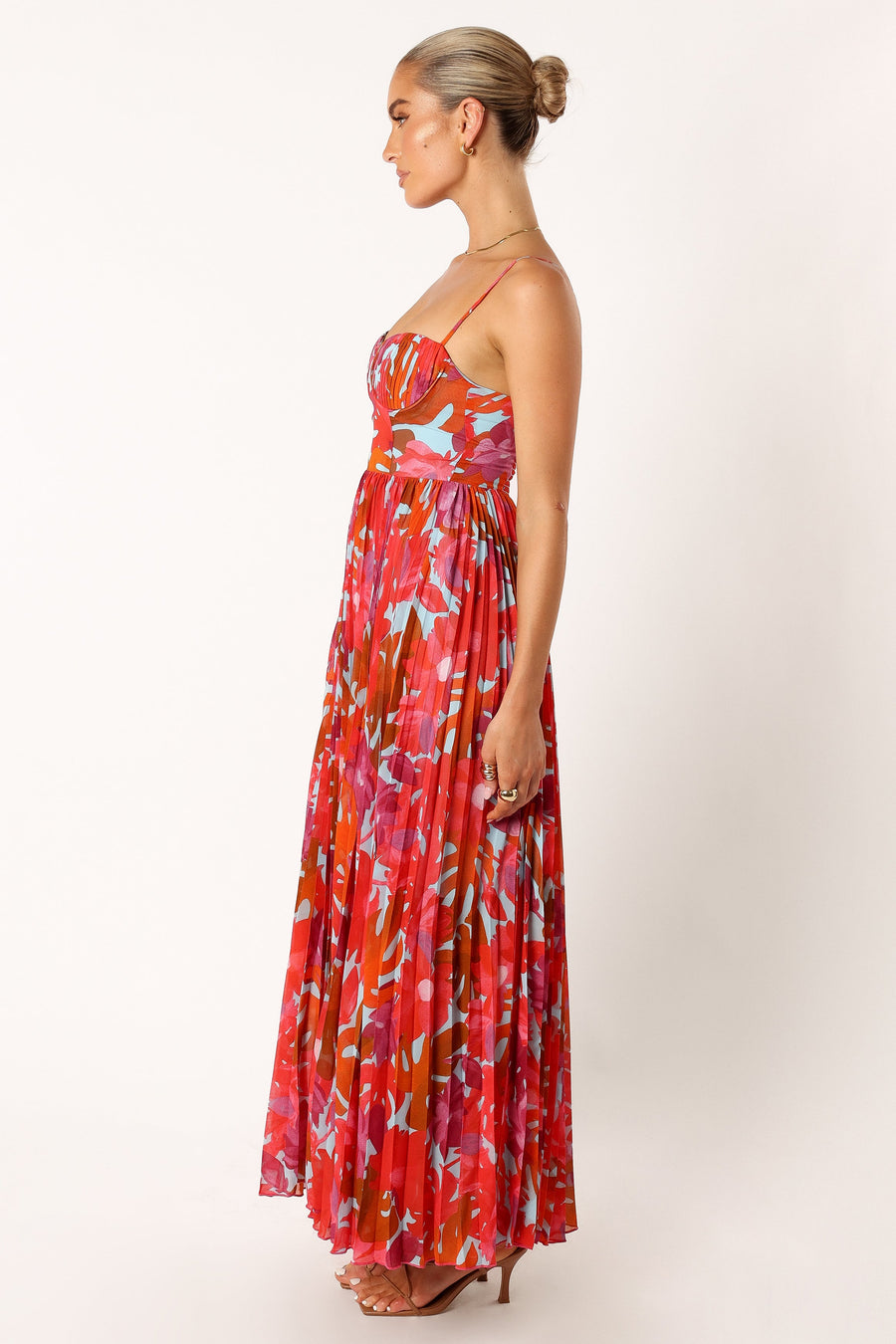 Achanti Pleated Maxi Dress in Pink Azalea