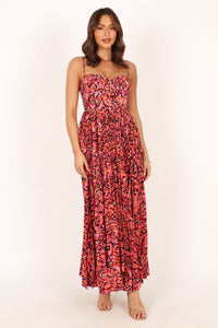 Achanti Pleated Maxi Dress in Pink Azalea
