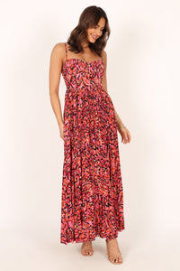 Achanti Pleated Maxi Dress in Pink Azalea
