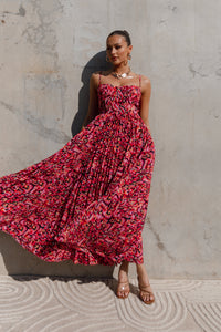 Achanti Pleated Maxi Dress in Pink Azalea